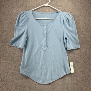 Anthropologie Top Women Size XS Light Blue Puff Sleeve NEW